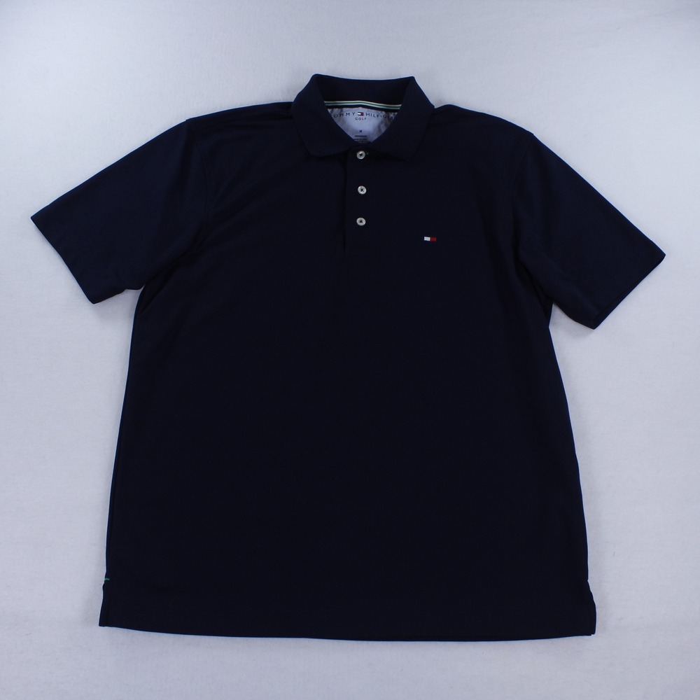 Tommy Hilfiger Golf Polo Shirt Men's Medium Navy Blue Short Sleeve Embroidered